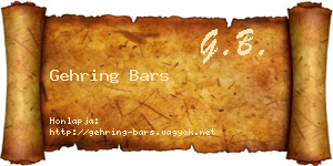 Gehring Bars névjegykártya
