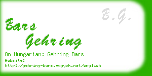 bars gehring business card